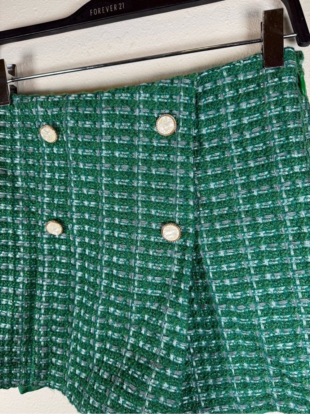 English Factory Green Tweed Skort Classic Old Money Small Preppy - Picture 2 of 9